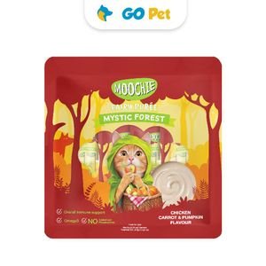 Moochie Chicken, Carrot & Pumpkin 15 Gr x 25 Und – Snack para Gato Sabor Pollo, Zanahoria y Calabaza