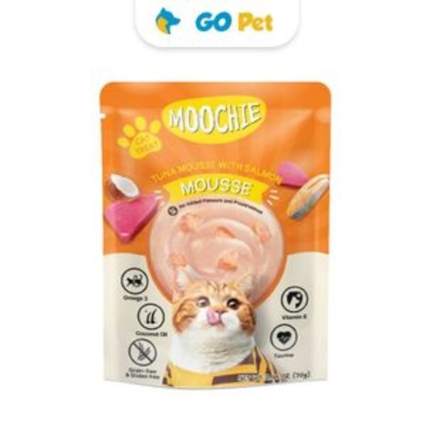 Moochie Cat Tuna Mousse with Salmon Pouch 70 Gr – Atún con Salmón