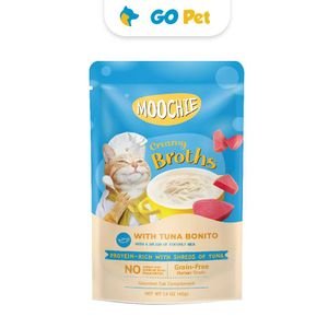 Moochie Cat Creamy Broths with Tuna Bonito Pouch 40 Gr – Sopa Cremosa de Atún Bonito
