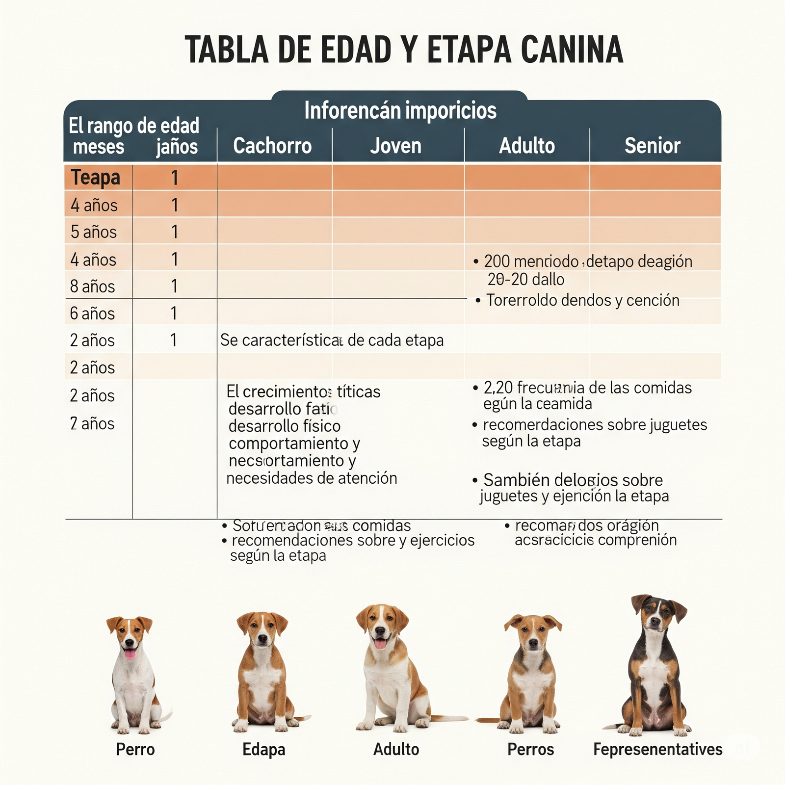 Tabla comparativa de necesidades nutricionales por edad