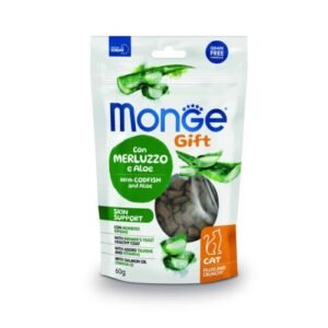 Monge Gift Filled and Crunchy Skin Support Cat Adult – Bacalao y Aloe 60Gr