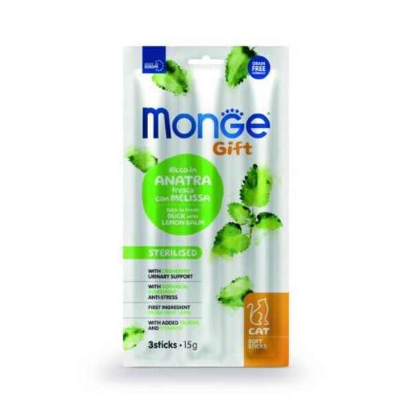 Monge Gift Soft Sticks Sterilised Cat 15 Gr – Gato Esterilizado – Pato con Toronjil