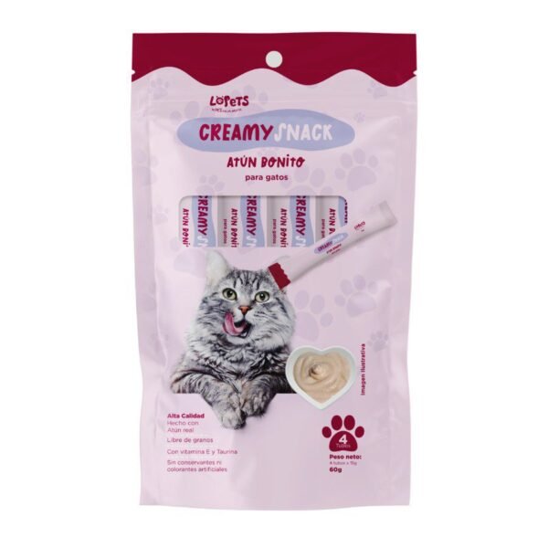 Lopets Creamy Snack Para Gatos – Atún Bonito x 60 G (4x15g)