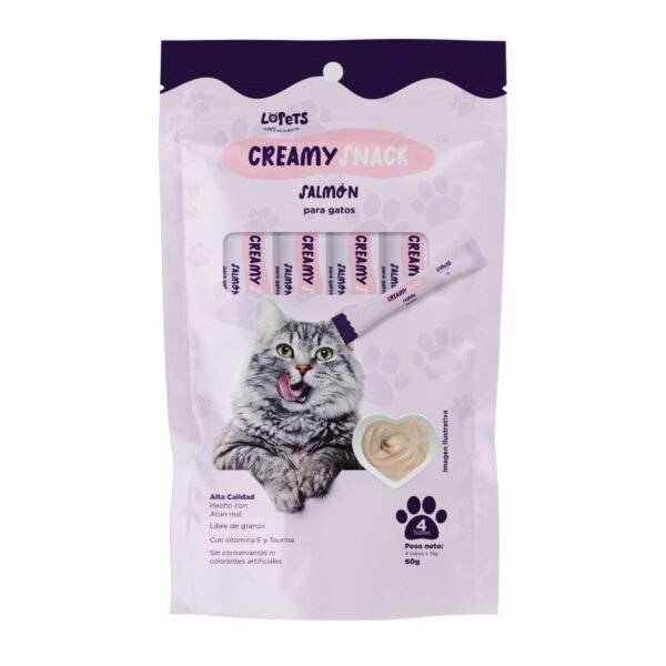 Lopets Creamy Snack Para Gatos – Salmón x 60 G (4x15g)