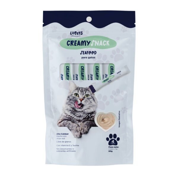 Lopets Creamy Snack Para Gatos – Seafood x 60 G (4x15g)