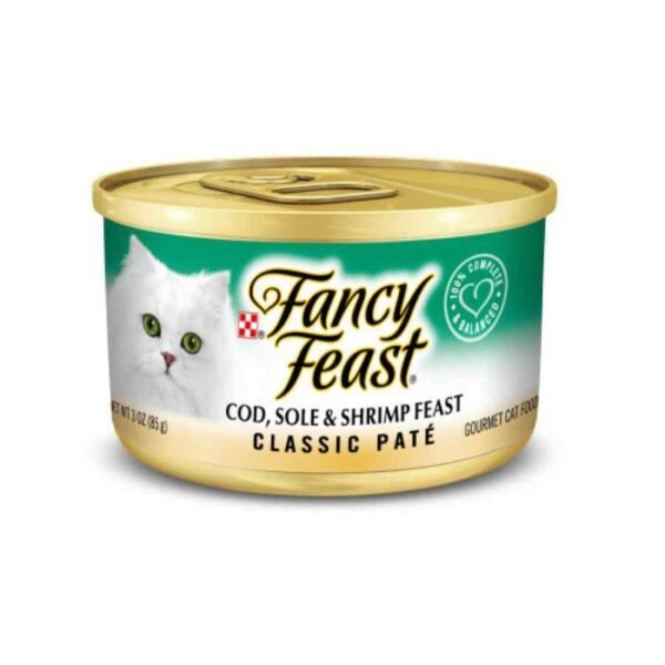 Fancy Feast Paté Clásico con Bacalao, Lenguado, Camarón y Otros 85 gr