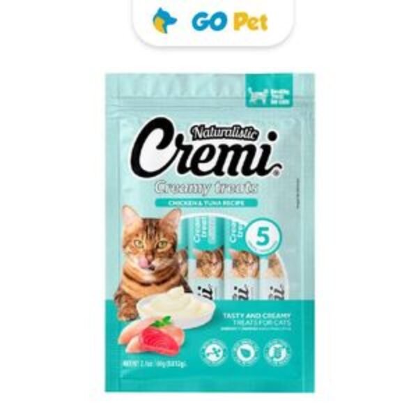 Cremi Chicken & Tuna Recipe 12 Gr x 5 Und – Snack para gato sabor Pollo y Atún