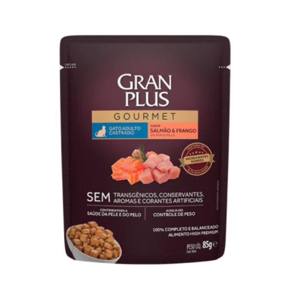 Gran Plus Gato Gourmet Adulto Castrado Salmon Y Pollo 85 G