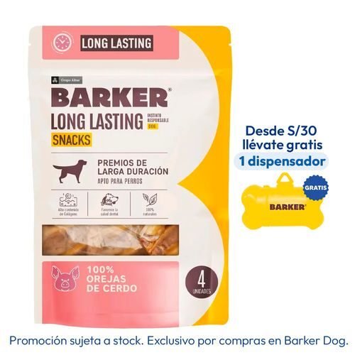 Barker Long Lasting Snacks Orejas De Cerdo 4 Unidades