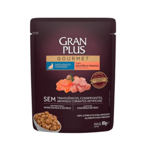 Gran Plus Gato Gourmet Adulto Castrado Salmon Y Pollo 85 G