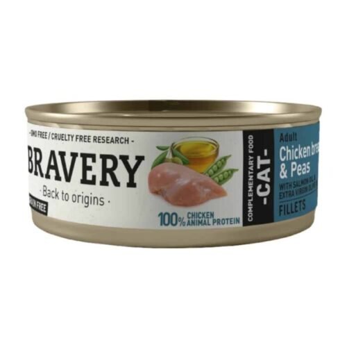 Bravery Chicken & Peas Adult Cat Wet Food 70 Gr – Gato Adulto – Pollo