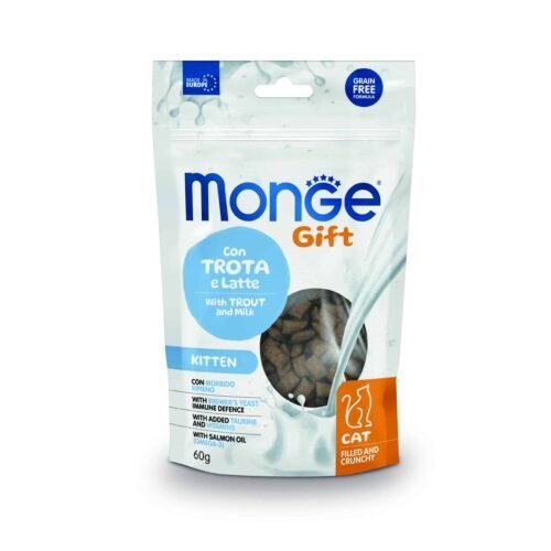 Monge Gift Filled and Crunchy Growth Support Cat Kitten – Trucha y Leche 60Gr