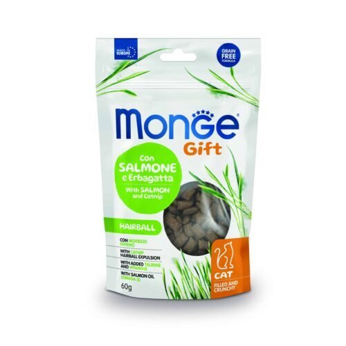 Monge Gift Filled and Crunchy Hairball Cat Adult – Salmon y Catnip 60Gr