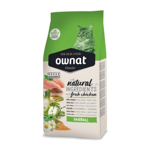 Ownat Classic Hairball Bola de Pelos 1.5 Kg – Gato Adulto – Control de Bolas de Pelo