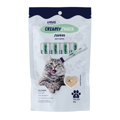 Lopets Creamy Snack Para Gatos – Seafood x 60 G (4x15g)